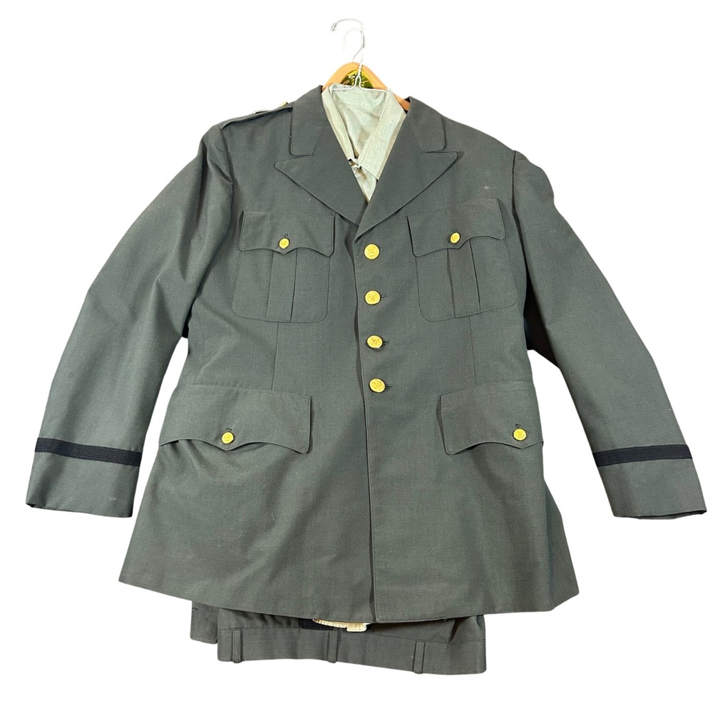 VTG US Army AG-344 Class 3 Dress Uniform Set Coat 44R Trousers 36R Shirt 70s